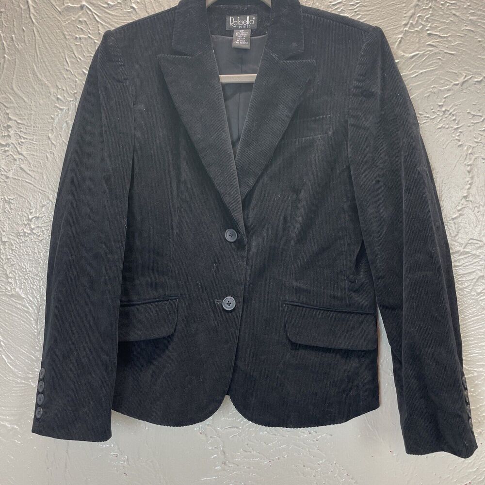 Rafaella Corduroy Blazer Jacket‎ Womens Petite Long Sleeve Black Size 8P